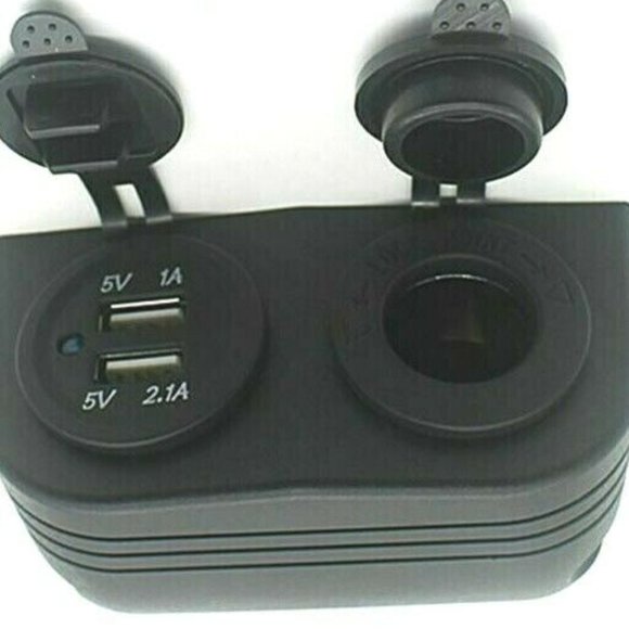 Marine 12V Dual Car-Boat-ATV Cigarette Lighter Socket Splitter USB Charger - Picture 3 of 5